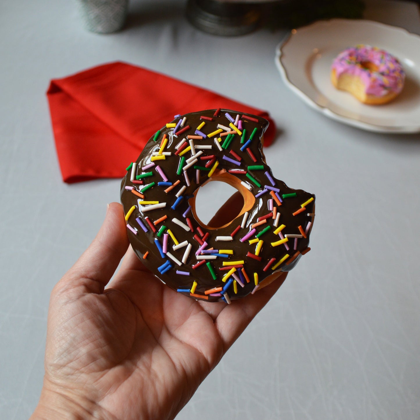 Realistic Chocolate Glazed Donut Wall Art – Handmade Faux Food Sculpture