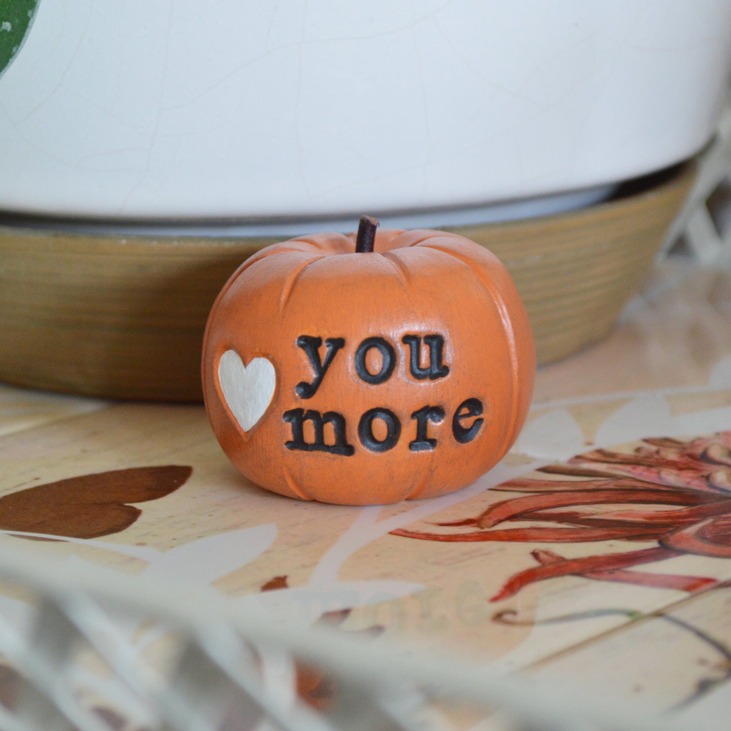 Orange Love You More Clay Pumpkin