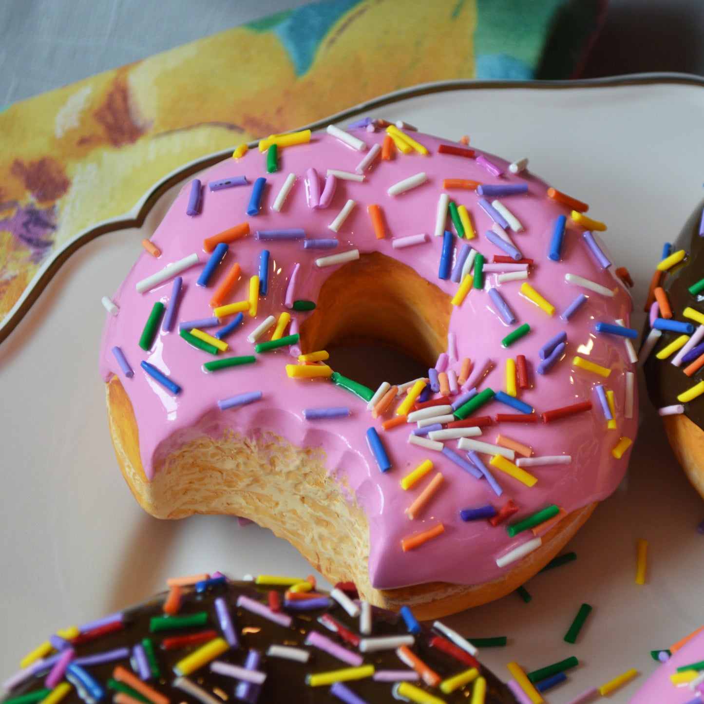 Realistic Pink Glazed Donut Wall Art – Handmade Faux Food Sculpture