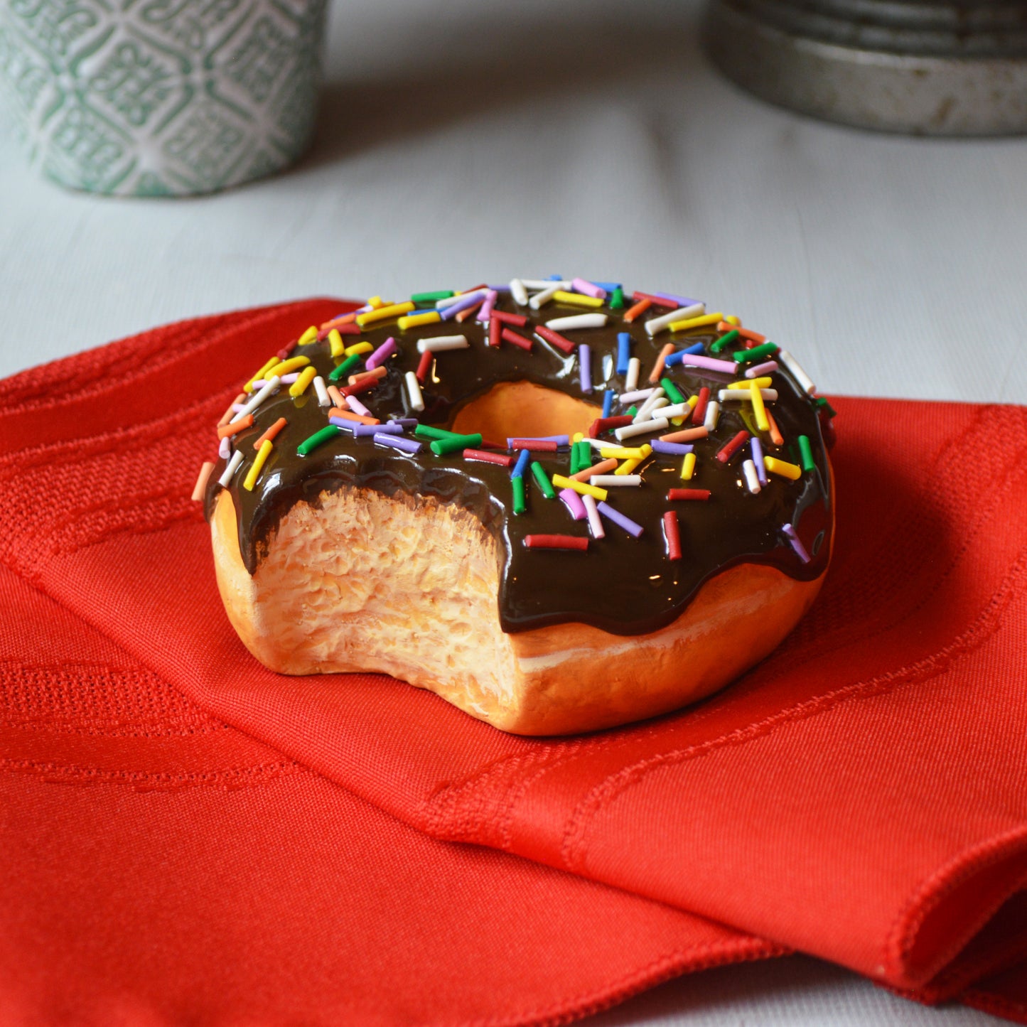 Realistic Chocolate Glazed Donut Wall Art – Handmade Faux Food Sculpture