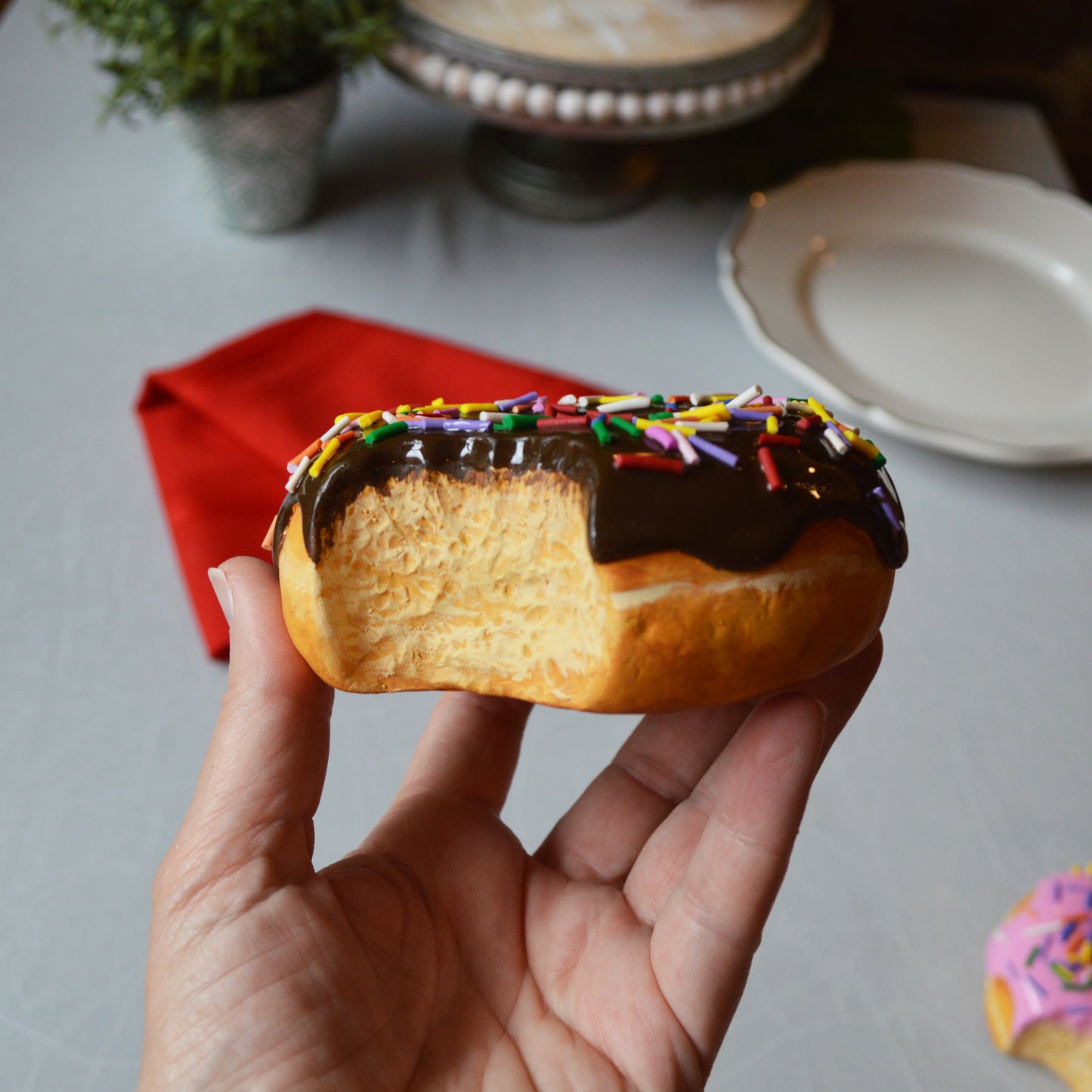 Realistic Chocolate Glazed Donut Wall Art – Handmade Faux Food Sculpture
