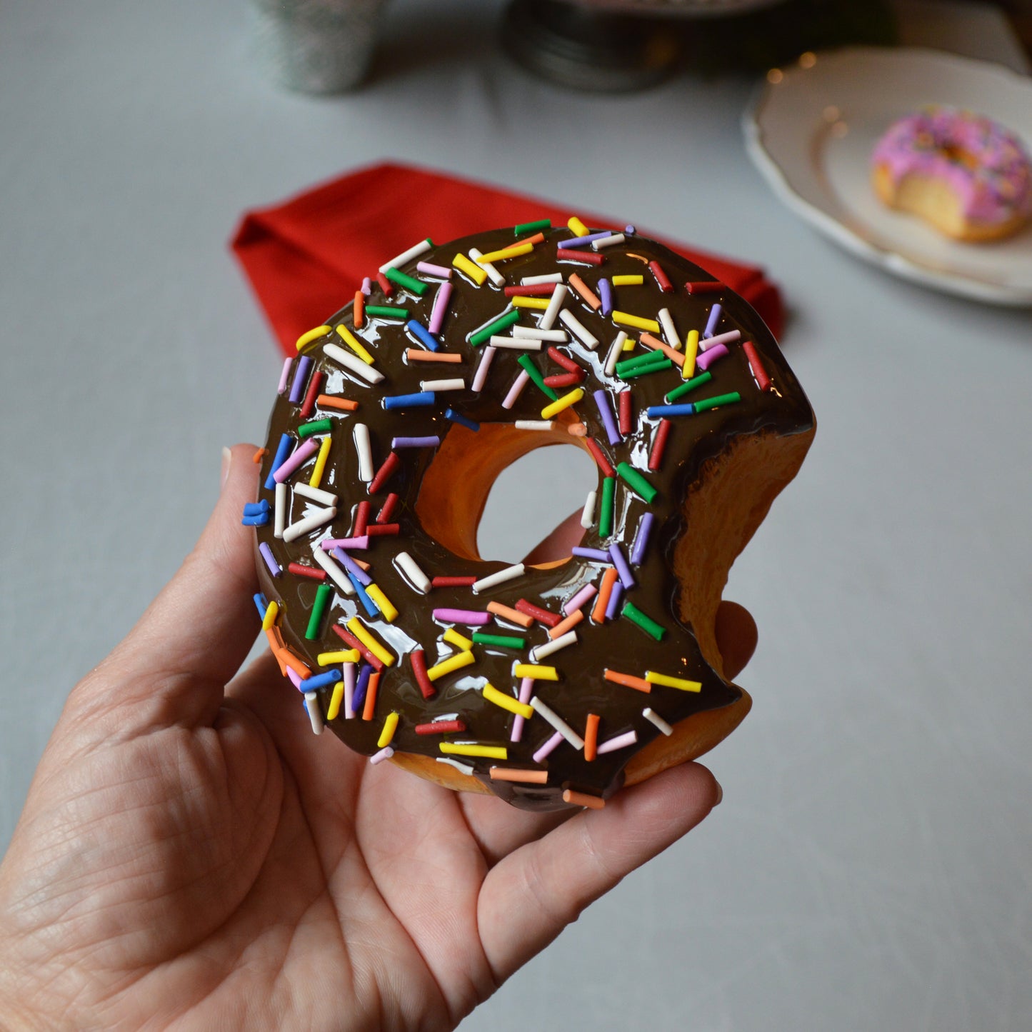 Realistic Chocolate Glazed Donut Wall Art – Handmade Faux Food Sculpture