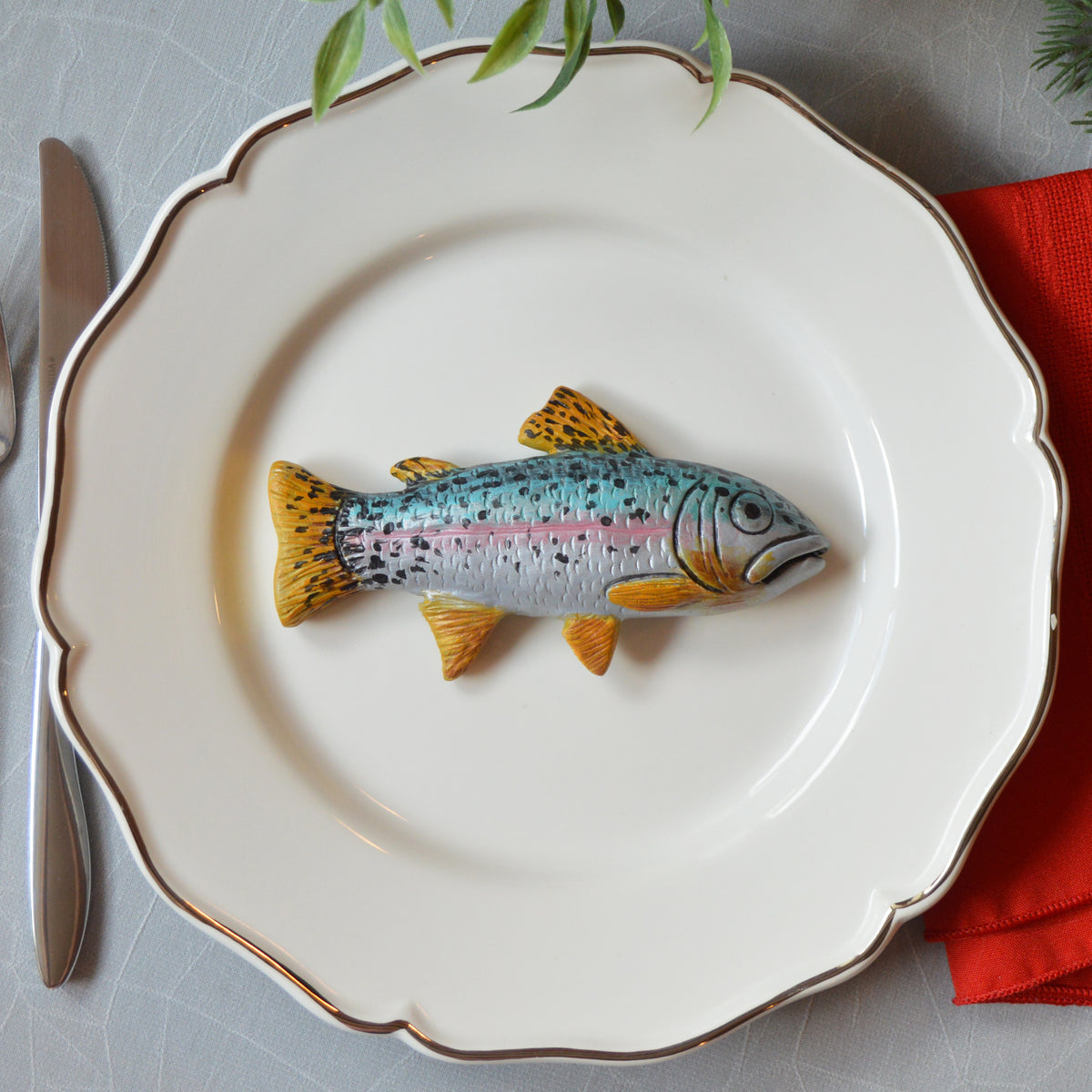 Handmade Rainbow Trout Wall Art Seafood Kitchen Wall Decor