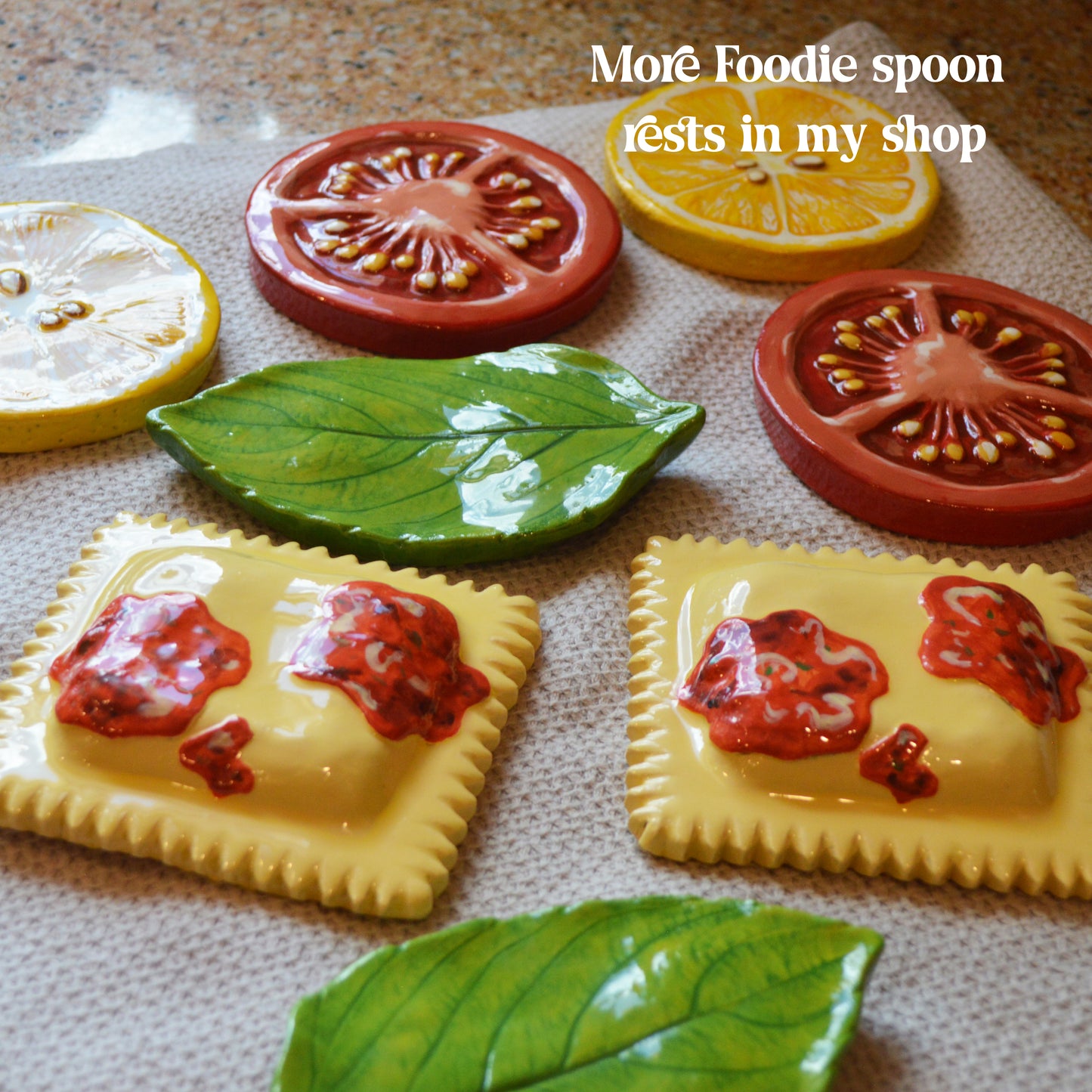 Handmade Lemon Spoon Rest Italian Cooking Kitchen Decor Art Food Lover Citrus Gift for the Cook