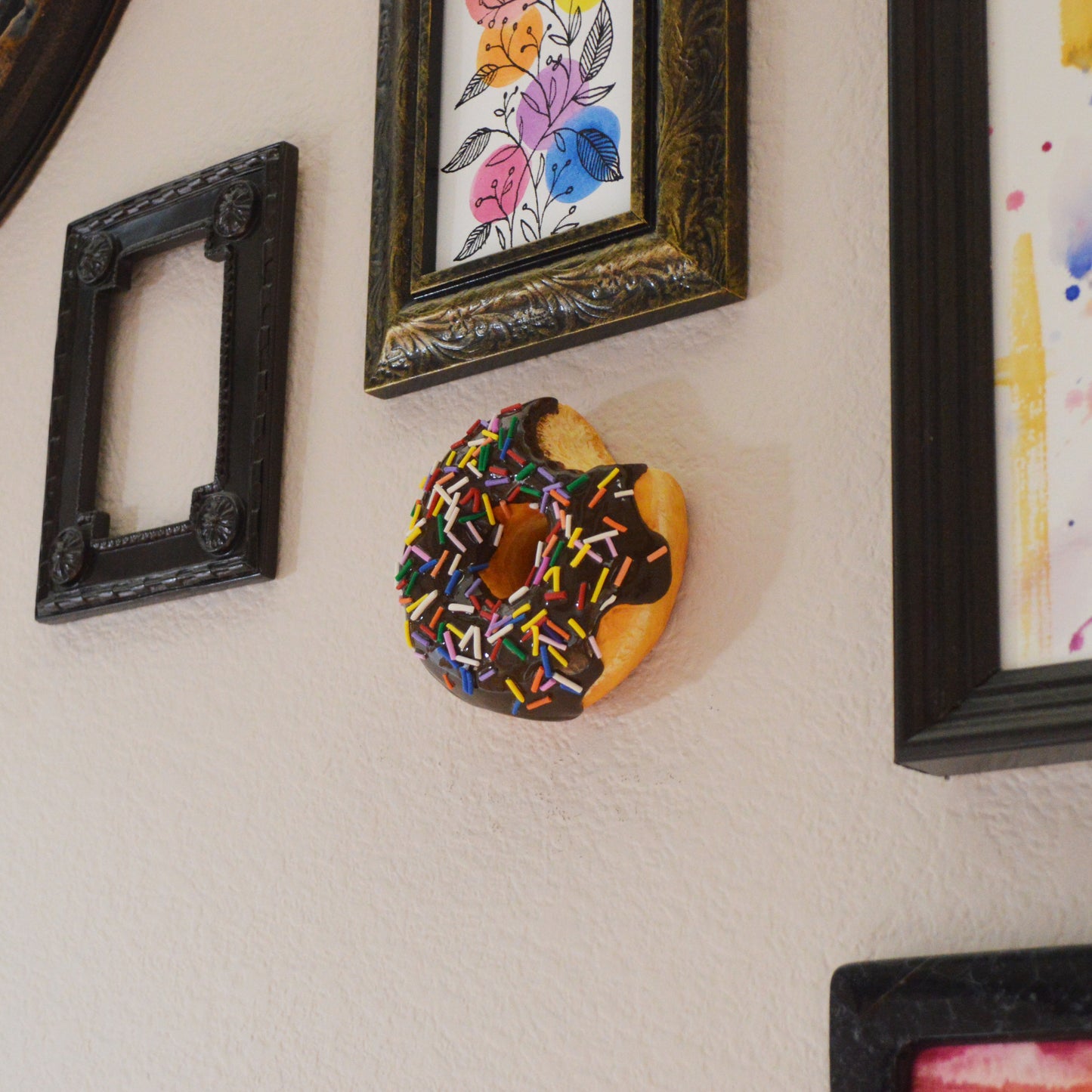 Realistic Chocolate Glazed Donut Wall Art – Handmade Faux Food Sculpture