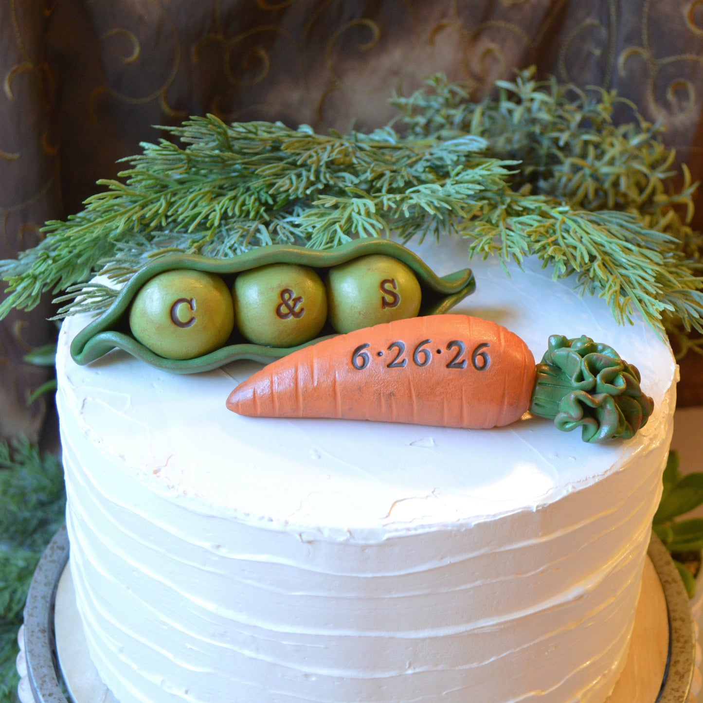 Custom Peas and Carrots Wedding Cake Topper