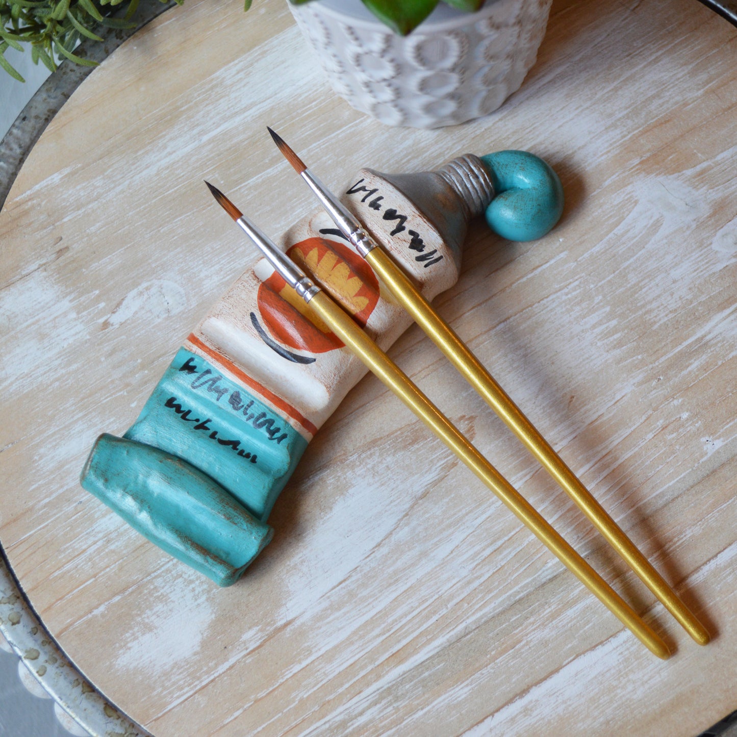 Handmade Paint Tube Brush Rest