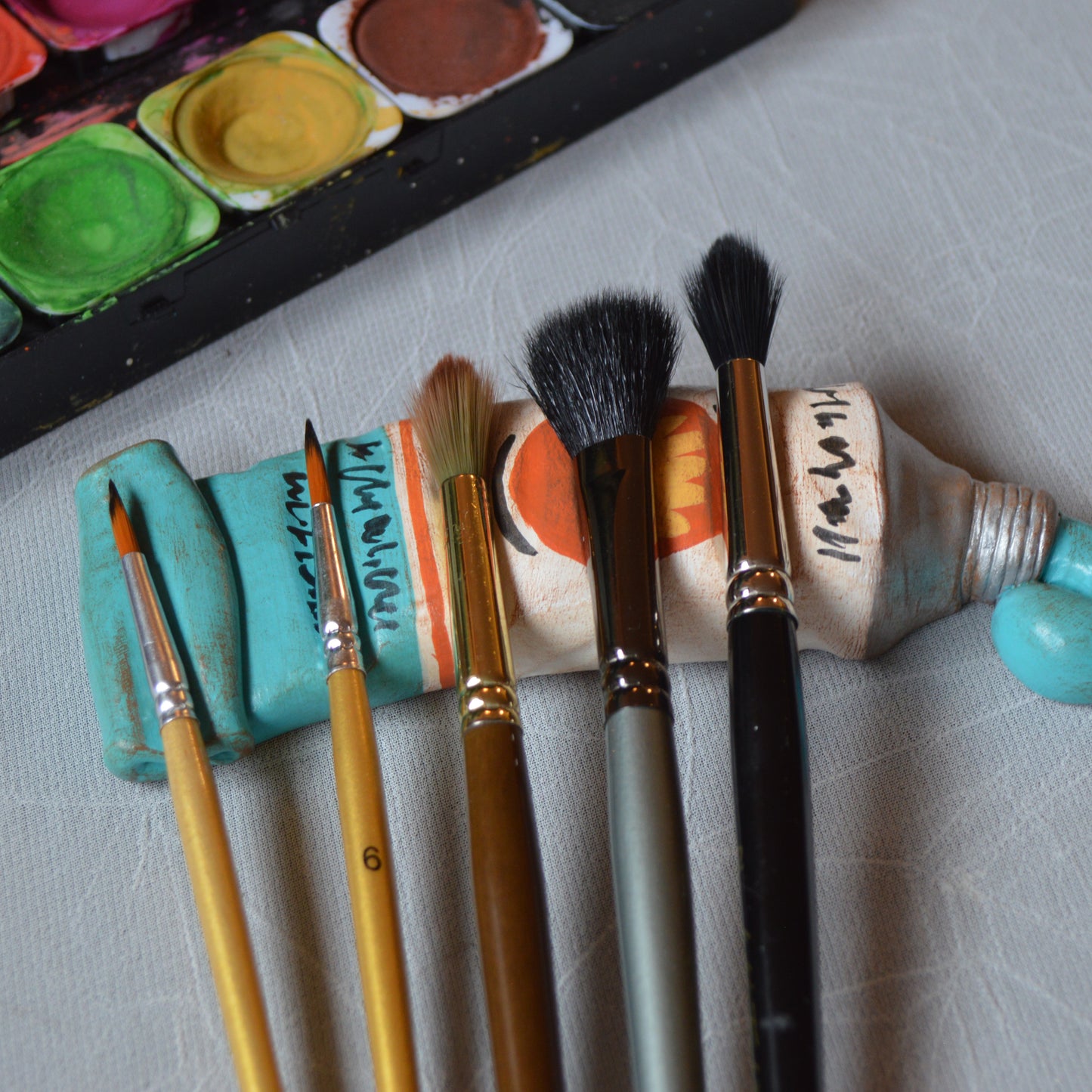 Handmade Paint Tube Brush Rest