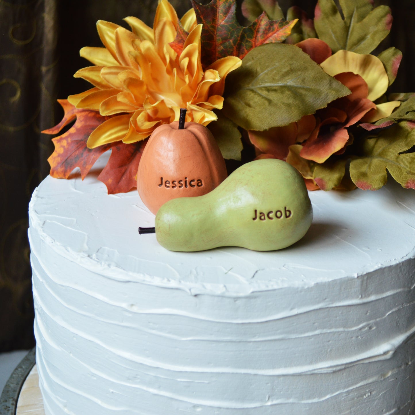 Personalized Pumpkin and Gourd Rustic Custom Wedding Cake Topper