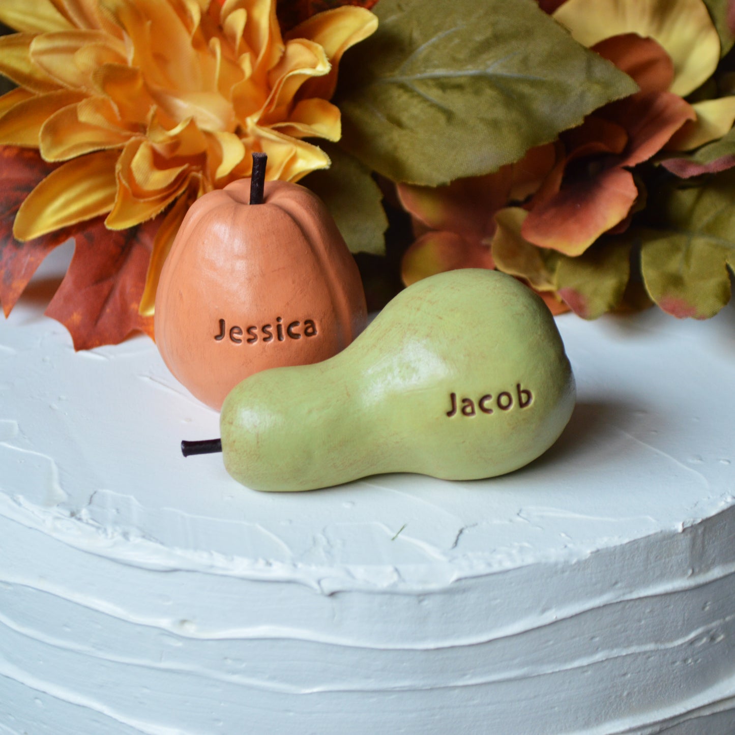Personalized Pumpkin and Gourd Rustic Custom Wedding Cake Topper