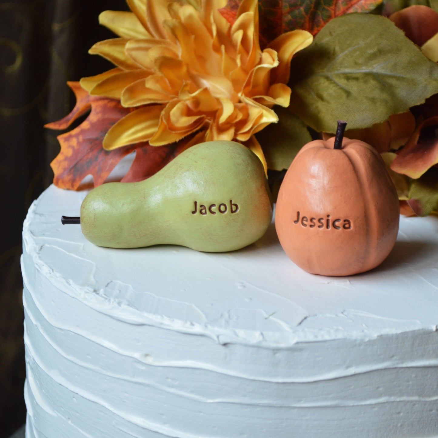 Personalized Pumpkin and Gourd Rustic Custom Wedding Cake Topper