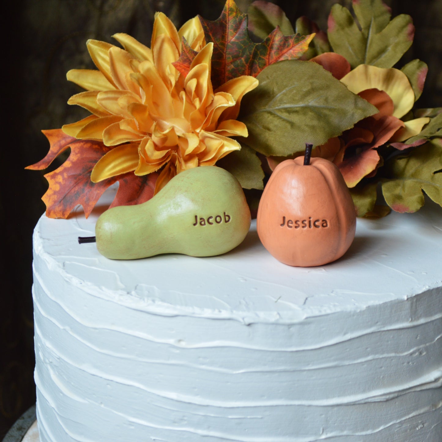 Personalized Pumpkin and Gourd Rustic Custom Wedding Cake Topper