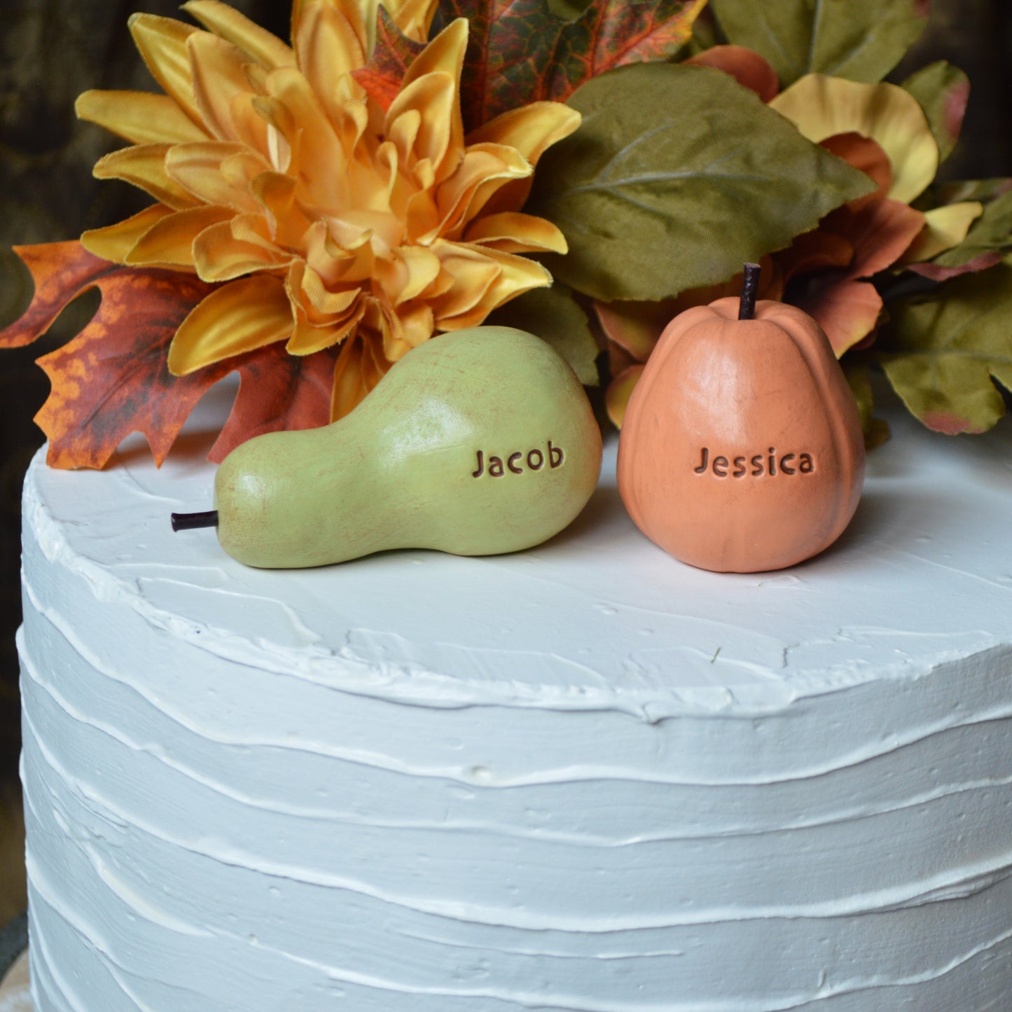 Personalized Pumpkin and Gourd Rustic Custom Wedding Cake Topper