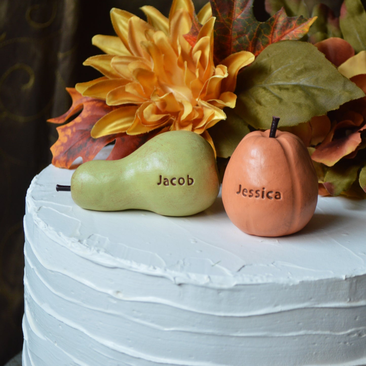 Personalized Pumpkin and Gourd Rustic Custom Wedding Cake Topper