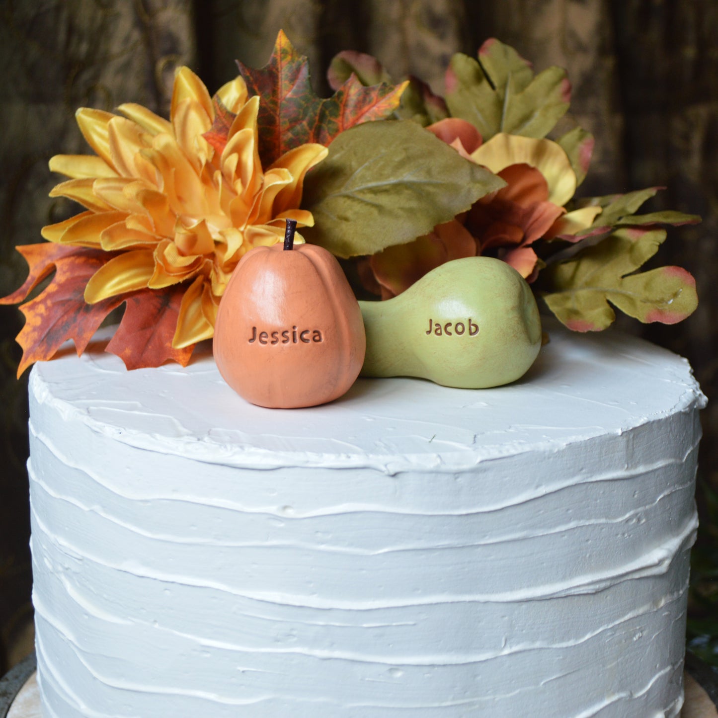 Personalized Pumpkin and Gourd Rustic Custom Wedding Cake Topper