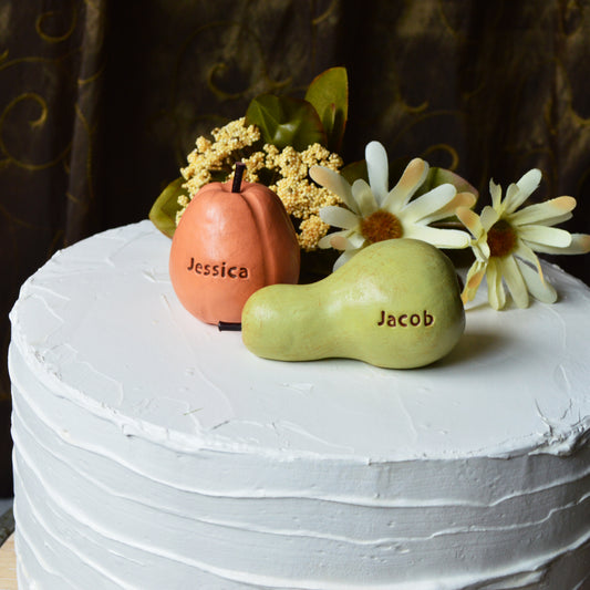Personalized Pumpkin and Gourd Rustic Custom Wedding Cake Topper