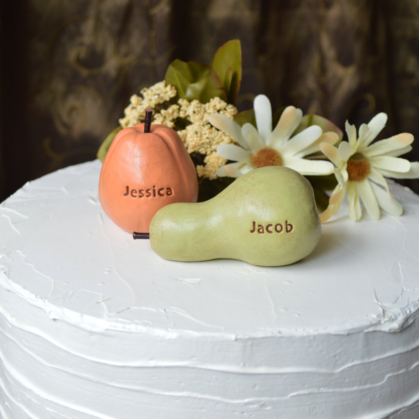 Personalized Pumpkin and Gourd Rustic Custom Wedding Cake Topper