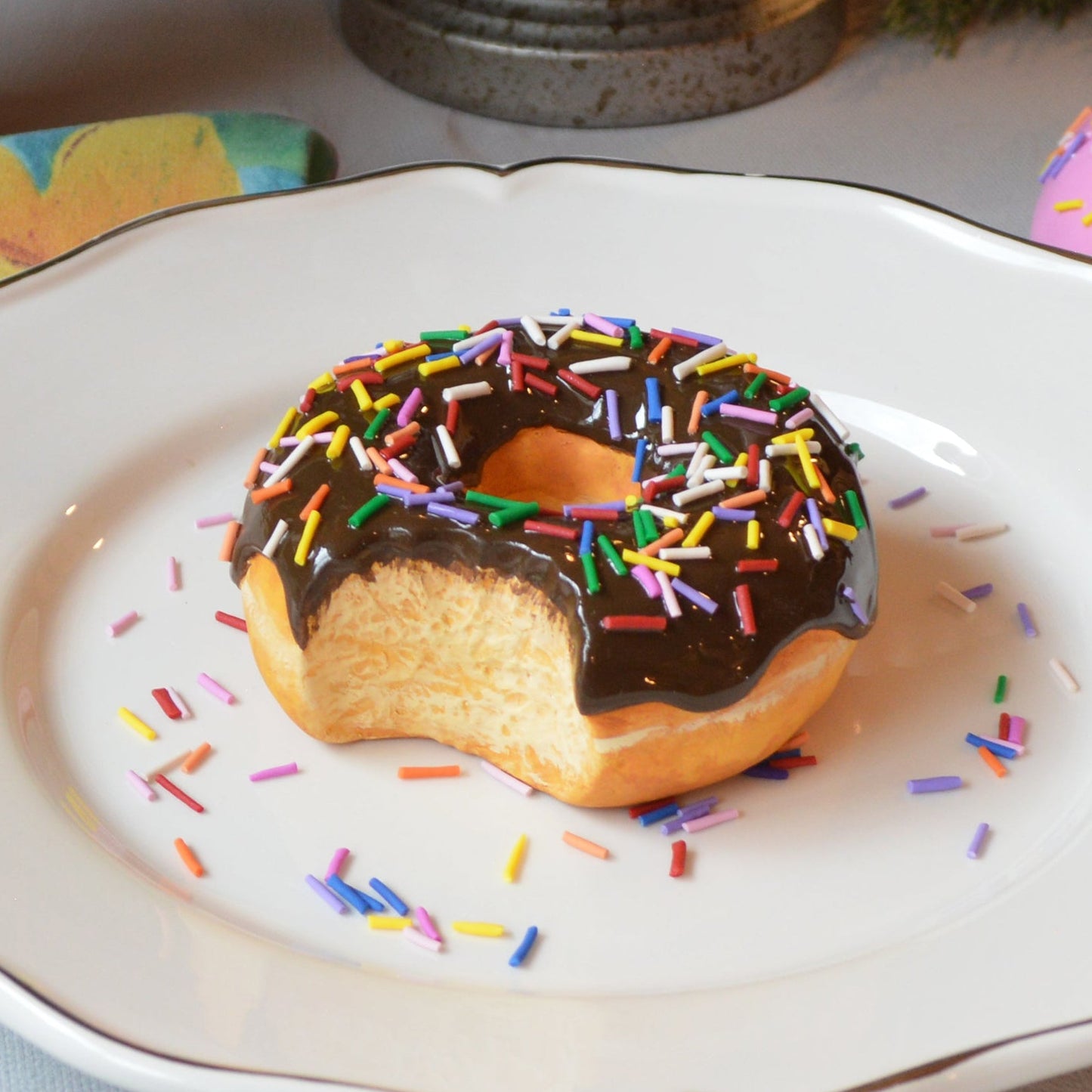 Realistic Chocolate Glazed Donut Wall Art – Handmade Faux Food Sculpture