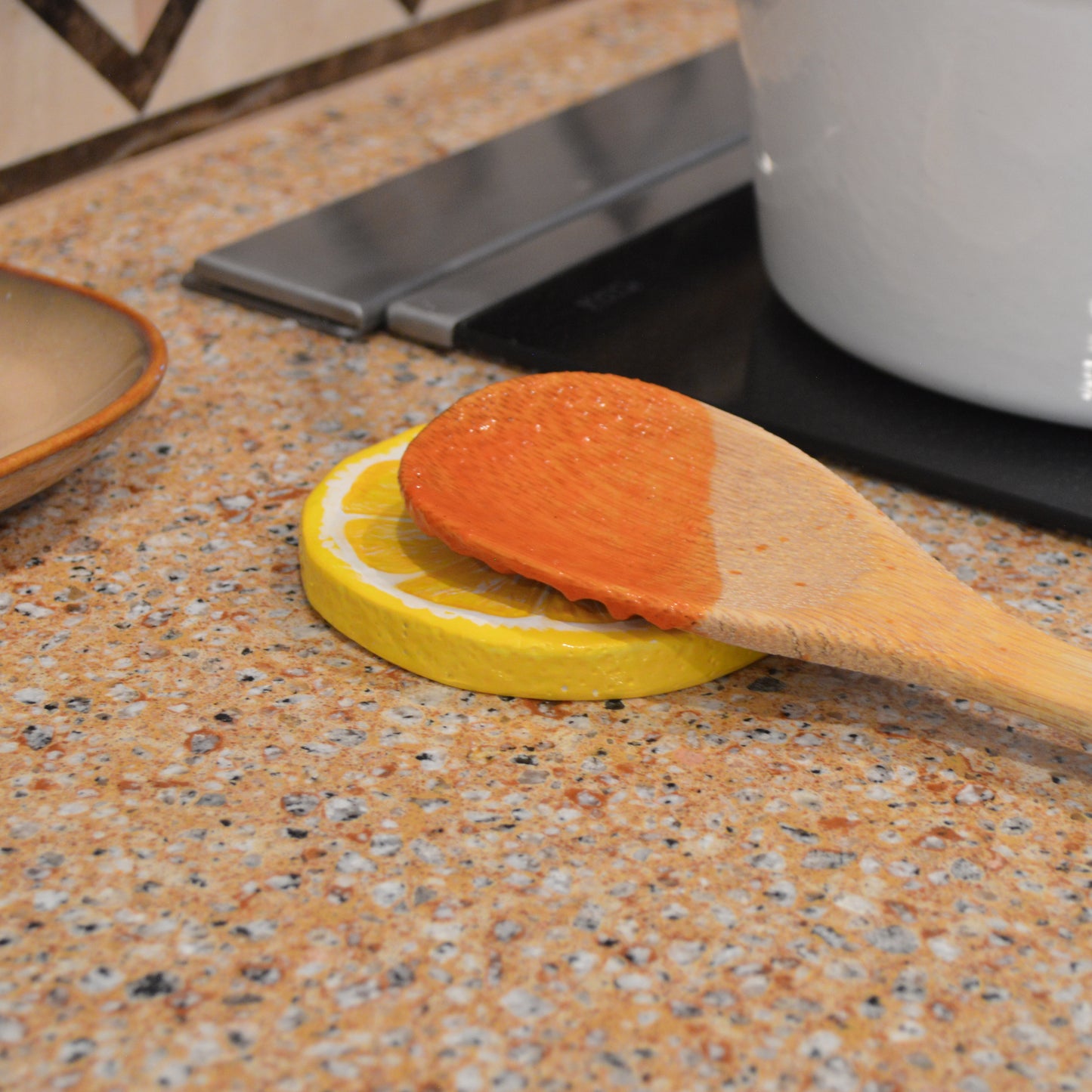 Handmade Lemon Spoon Rest Italian Cooking Kitchen Decor Art Food Lover Citrus Gift for the Cook