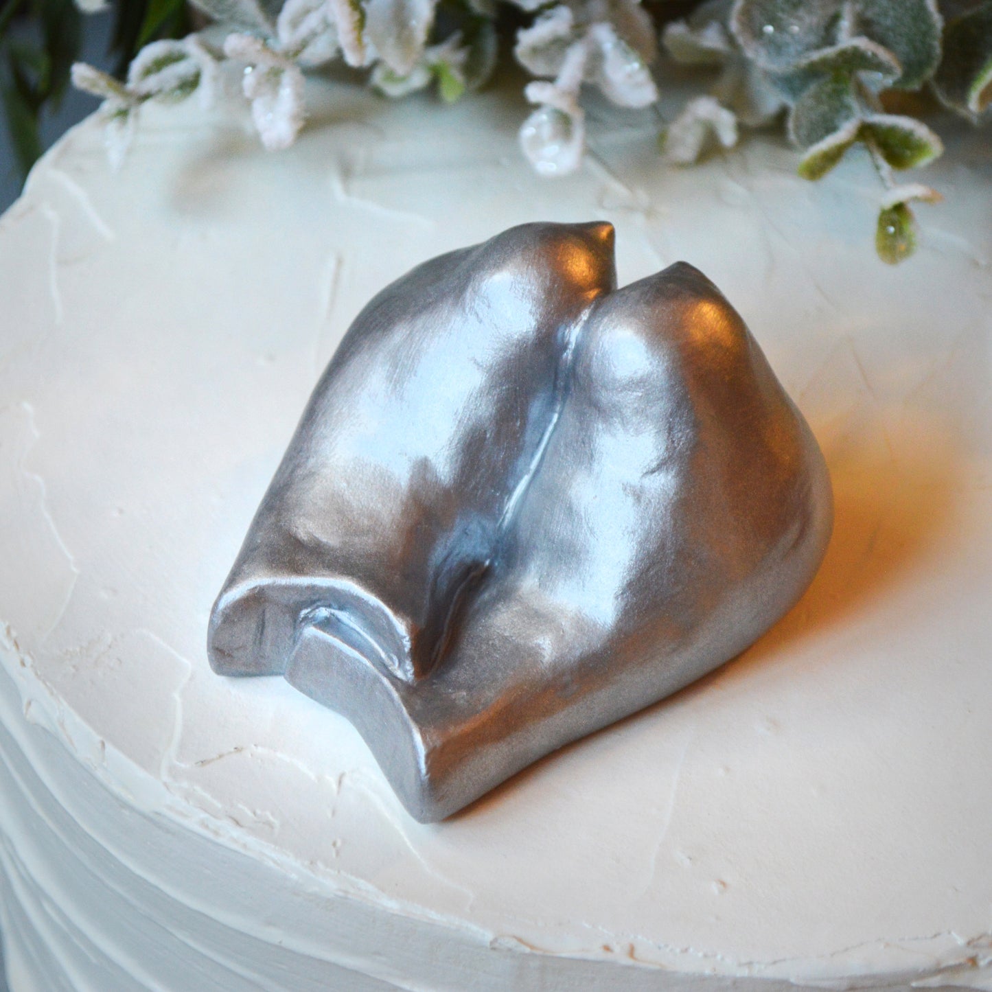 Silver Lovebirds Wedding Cake Topper