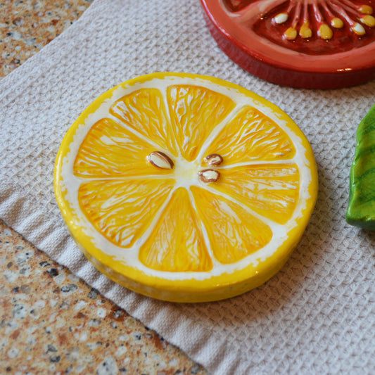 Handmade Lemon Spoon Rest Italian Cooking Kitchen Decor Art Food Lover Citrus Gift for the Cook