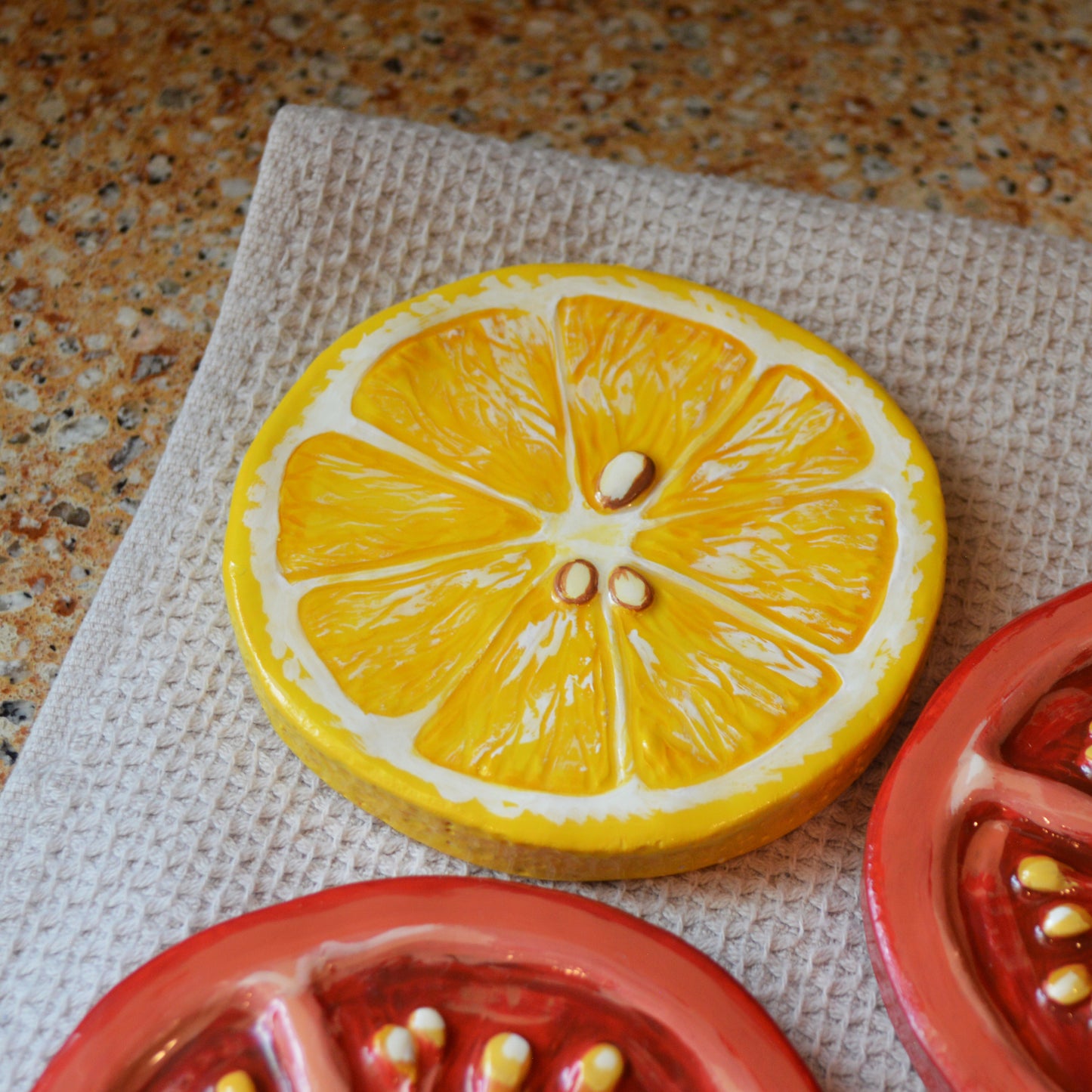 Handmade Lemon Spoon Rest Italian Cooking Kitchen Decor Art Food Lover Citrus Gift for the Cook