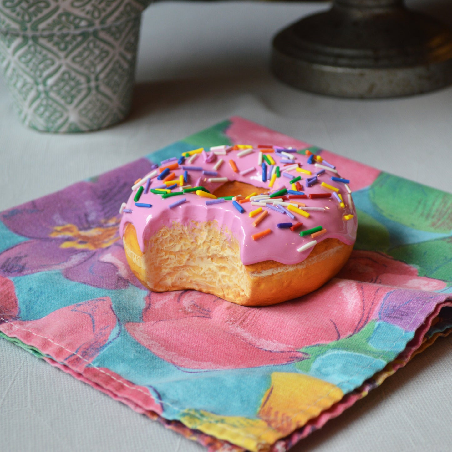 Realistic Pink Glazed Donut Wall Art – Handmade Faux Food Sculpture