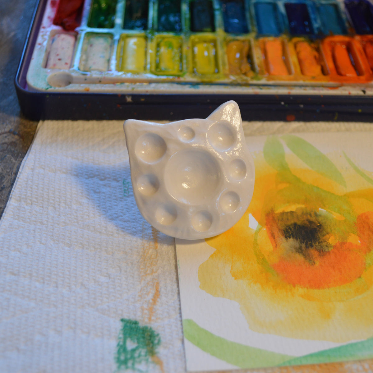 Cat Palette Ring Watercolor Painting Jewlery