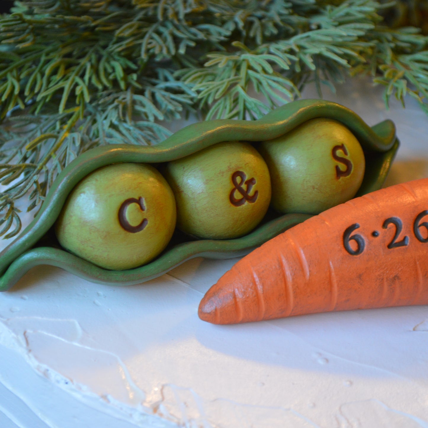 Custom Peas and Carrots Wedding Cake Topper