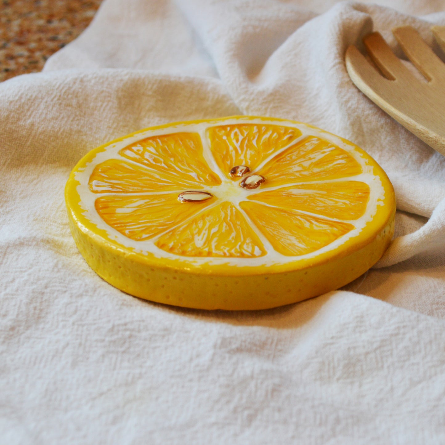 Handmade Lemon Spoon Rest Italian Cooking Kitchen Decor Art Food Lover Citrus Gift for the Cook