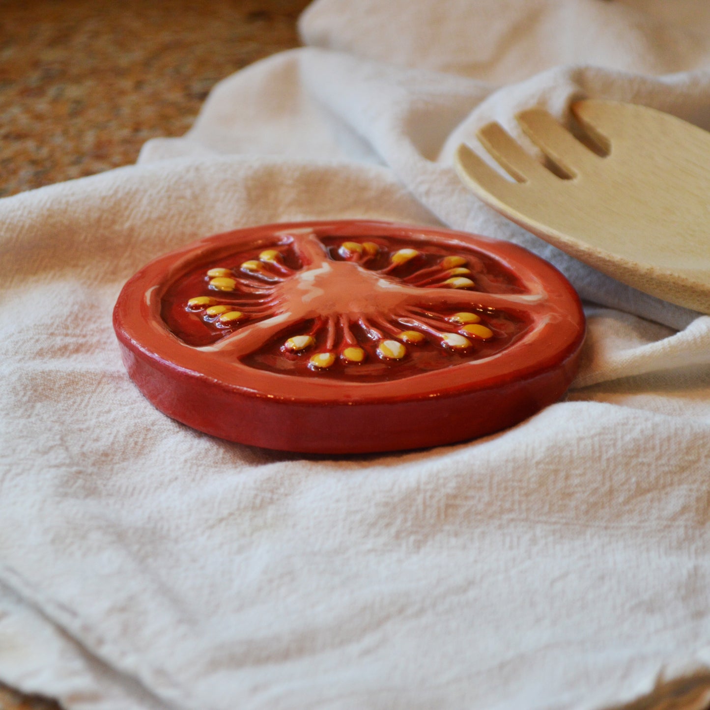 Handmade Tomato Spoon Rest Italian Kitchen Decor