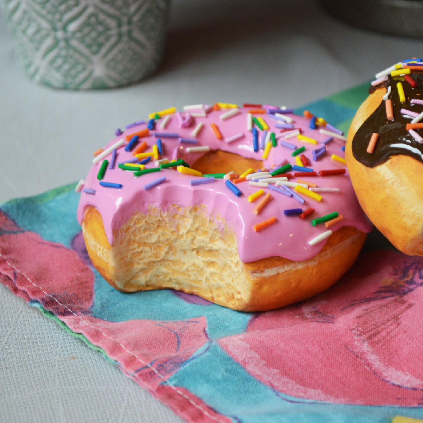 Realistic Pink Glazed Donut Wall Art – Handmade Faux Food Sculpture
