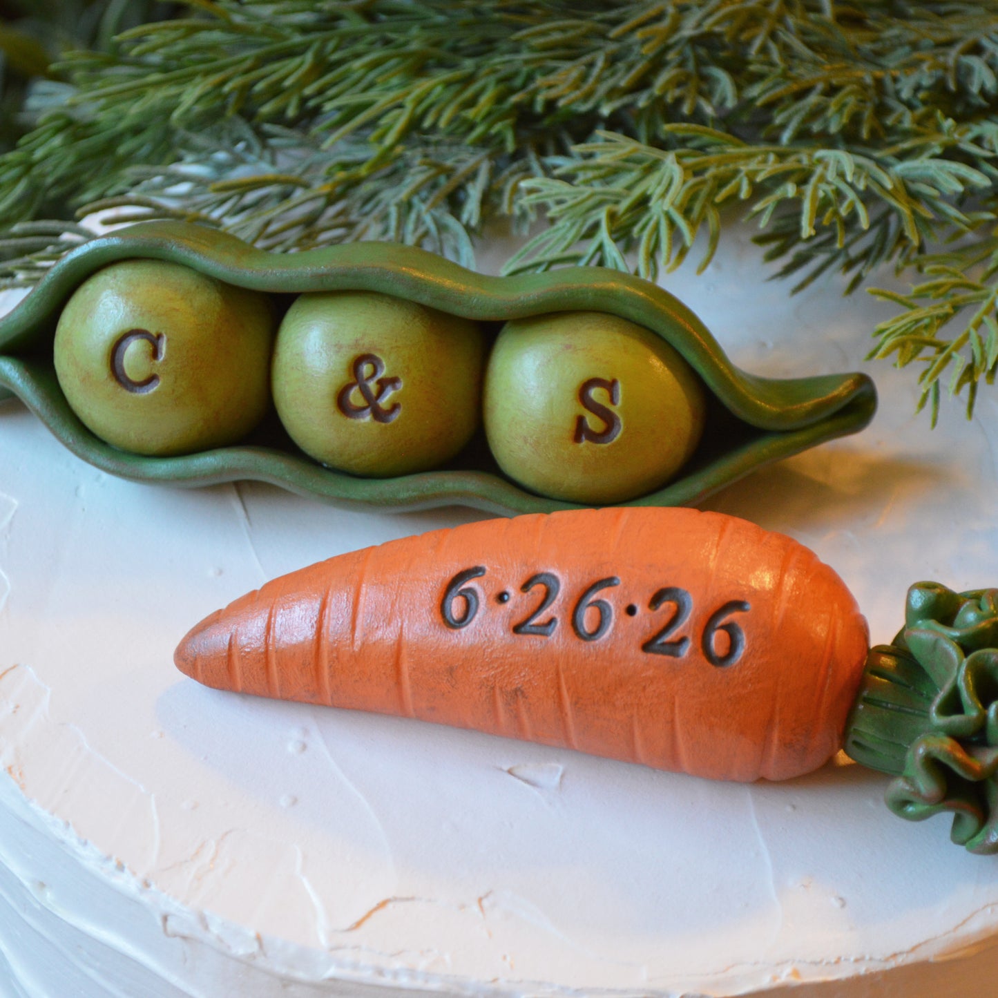 Custom Peas and Carrots Wedding Cake Topper
