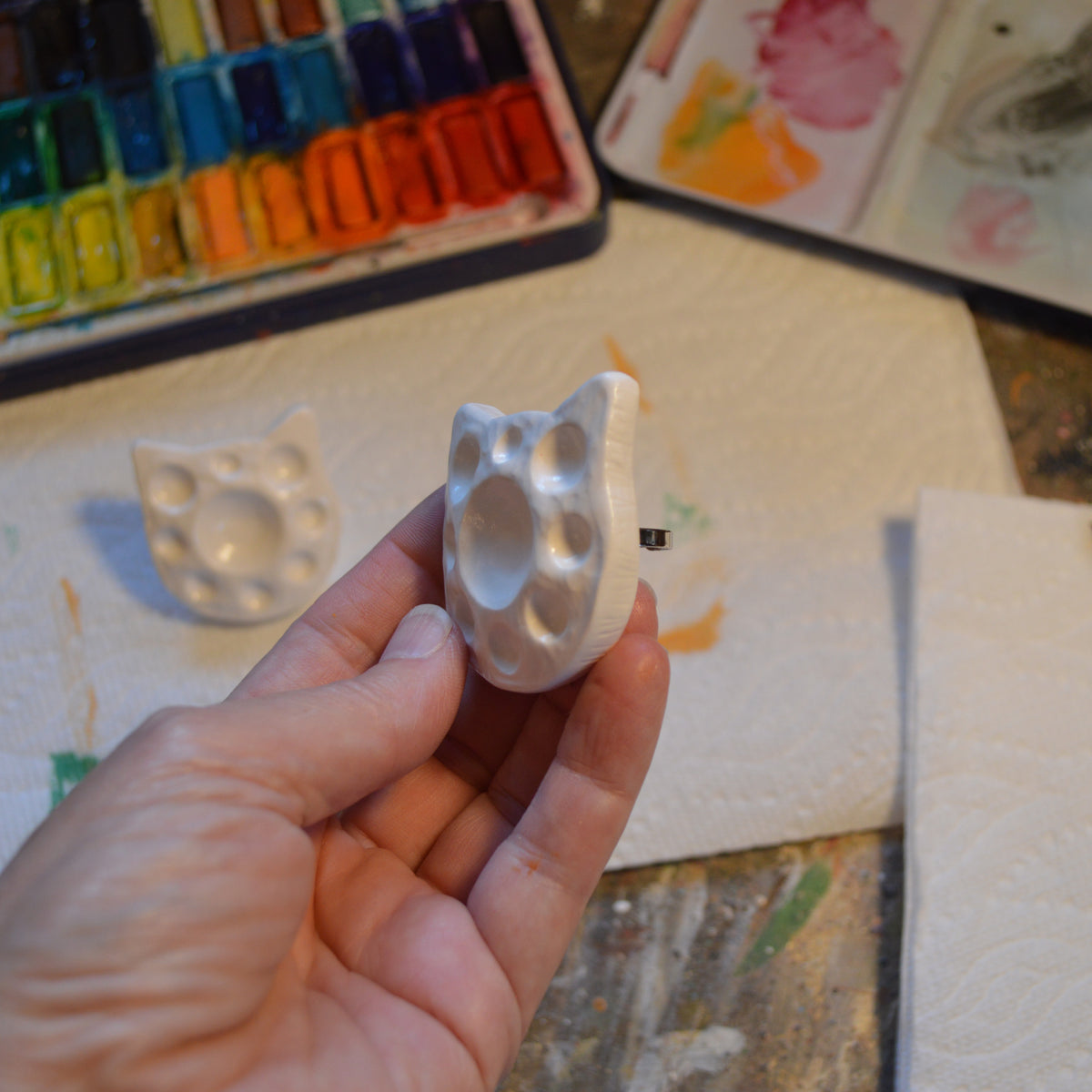 Cat Palette Ring Watercolor Painting Jewlery