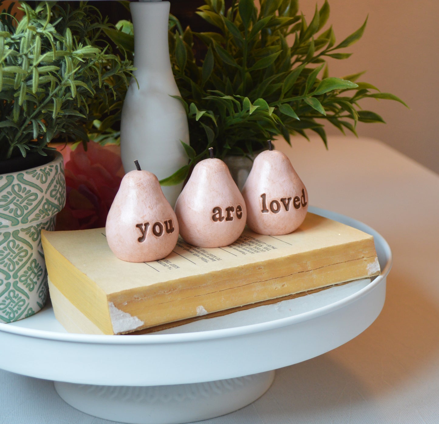 Rustic pink you are loved pears / FREE SHIPPING