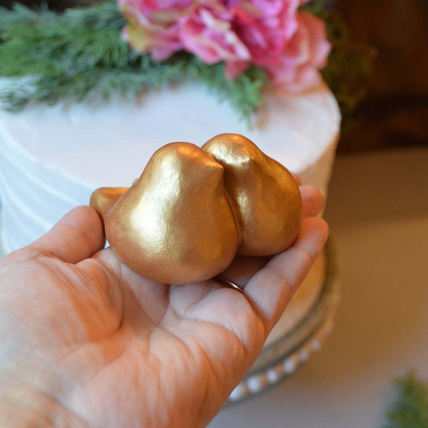 Gold Lovebirds Wedding Cake Topper