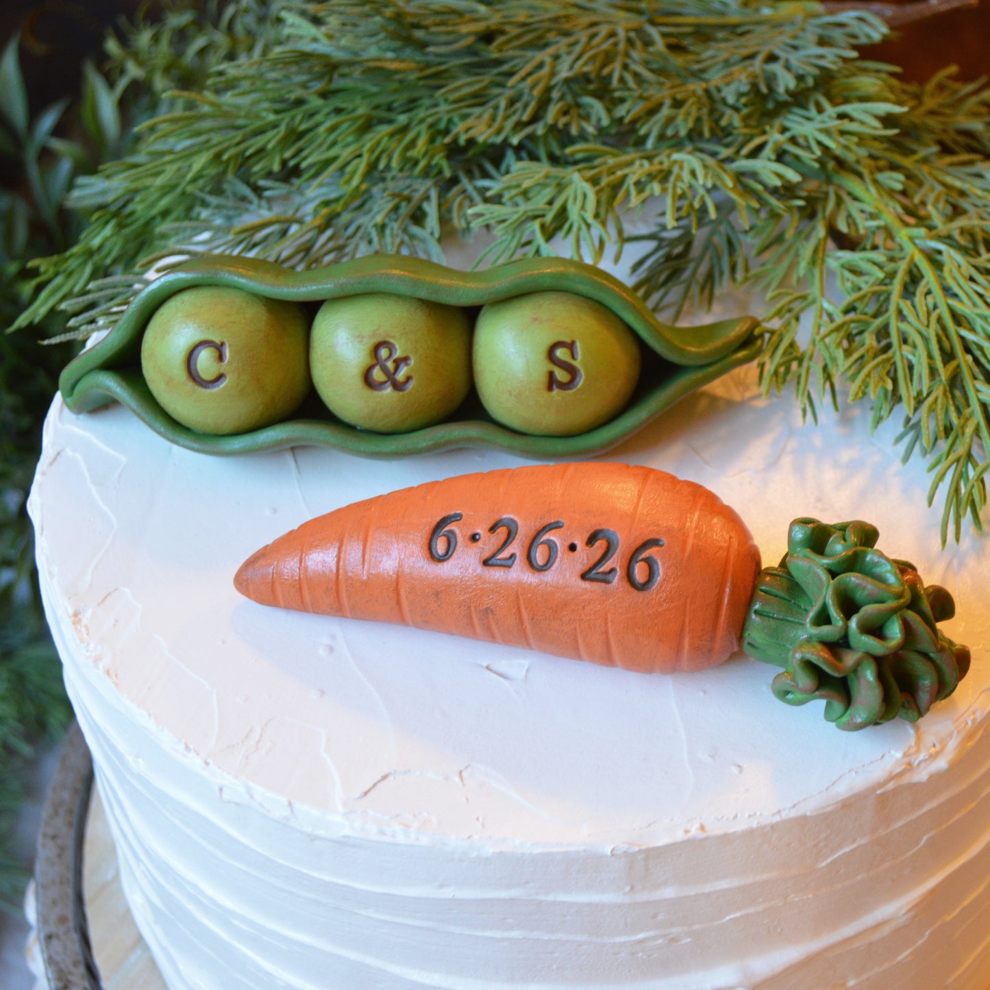 Custom Peas and Carrots Wedding Cake Topper