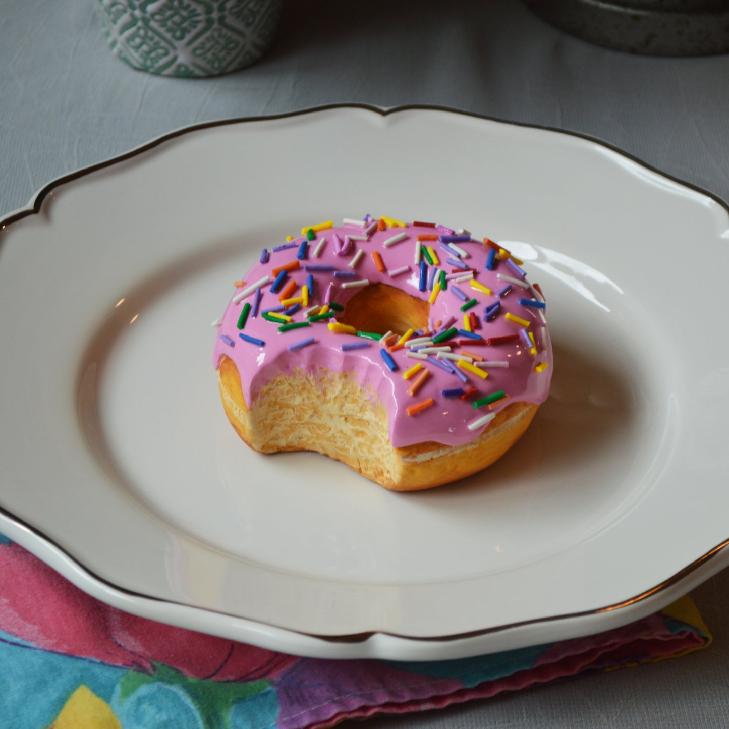 Realistic Pink Glazed Donut Wall Art – Handmade Faux Food Sculpture