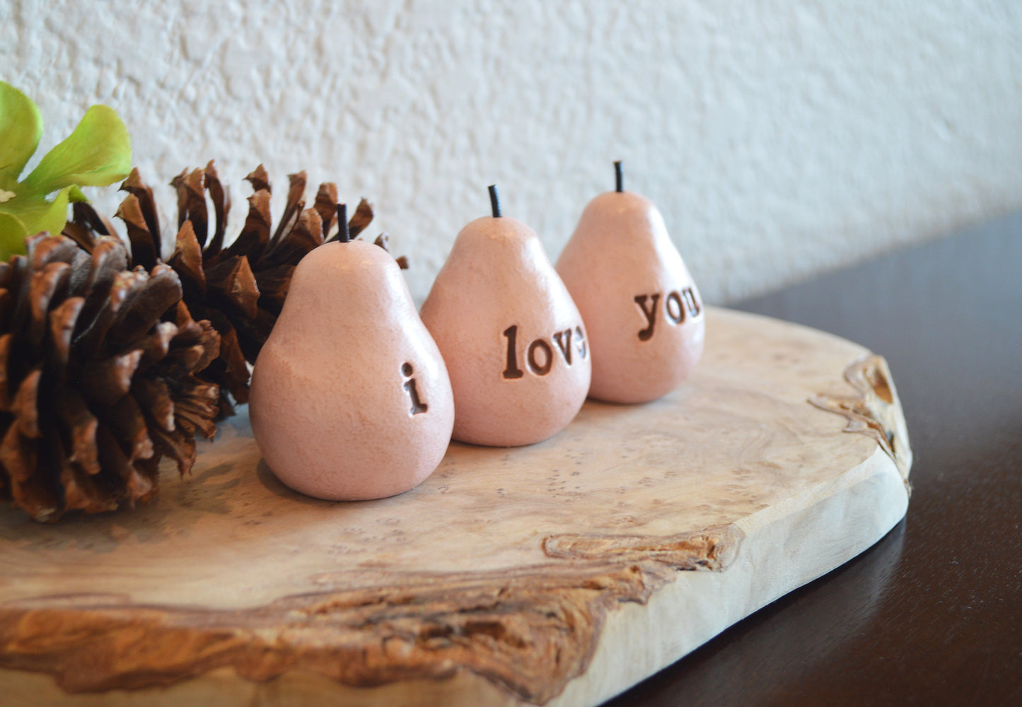 Vintage pink i love you pears / FREE SHIPPING