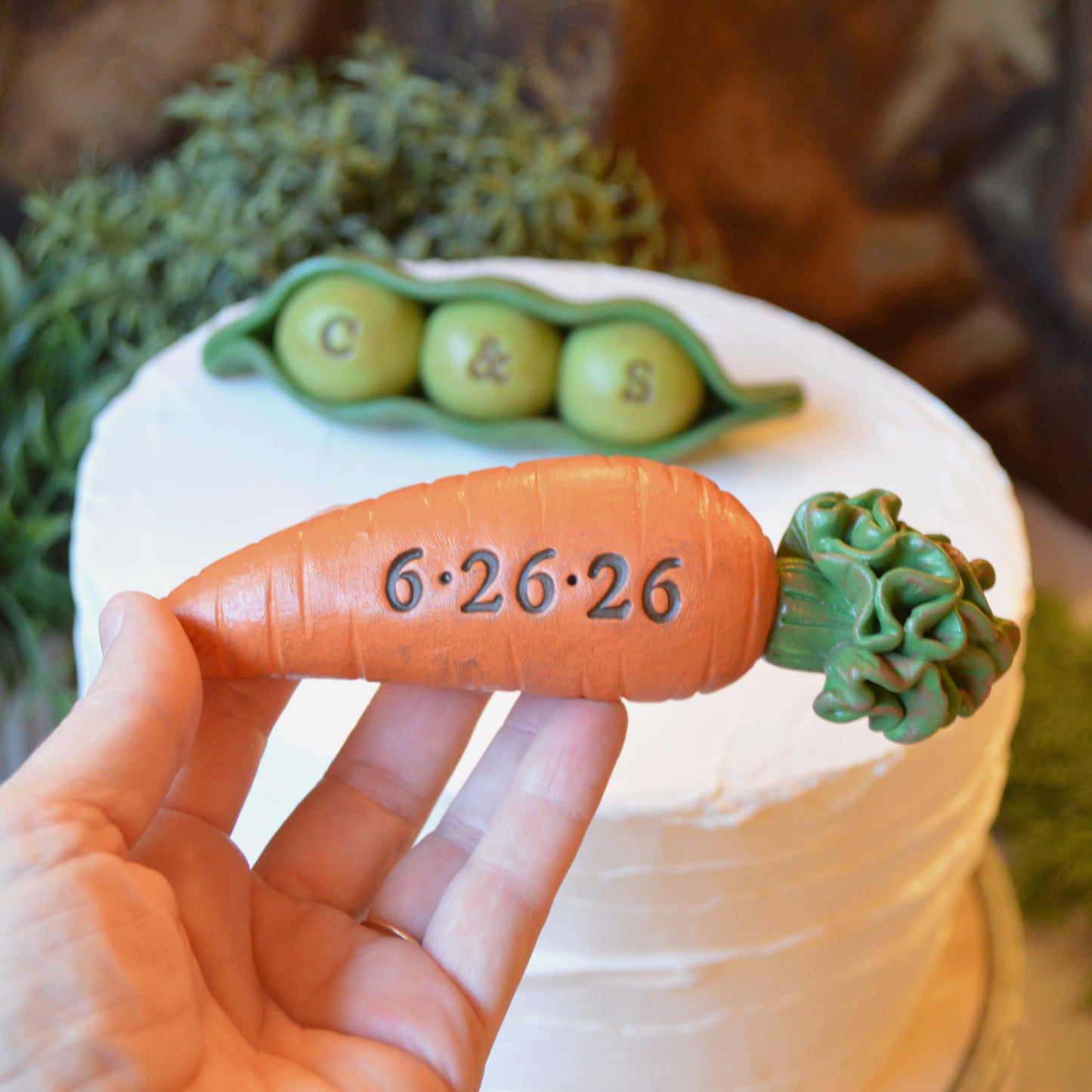 Custom Peas and Carrots Wedding Cake Topper