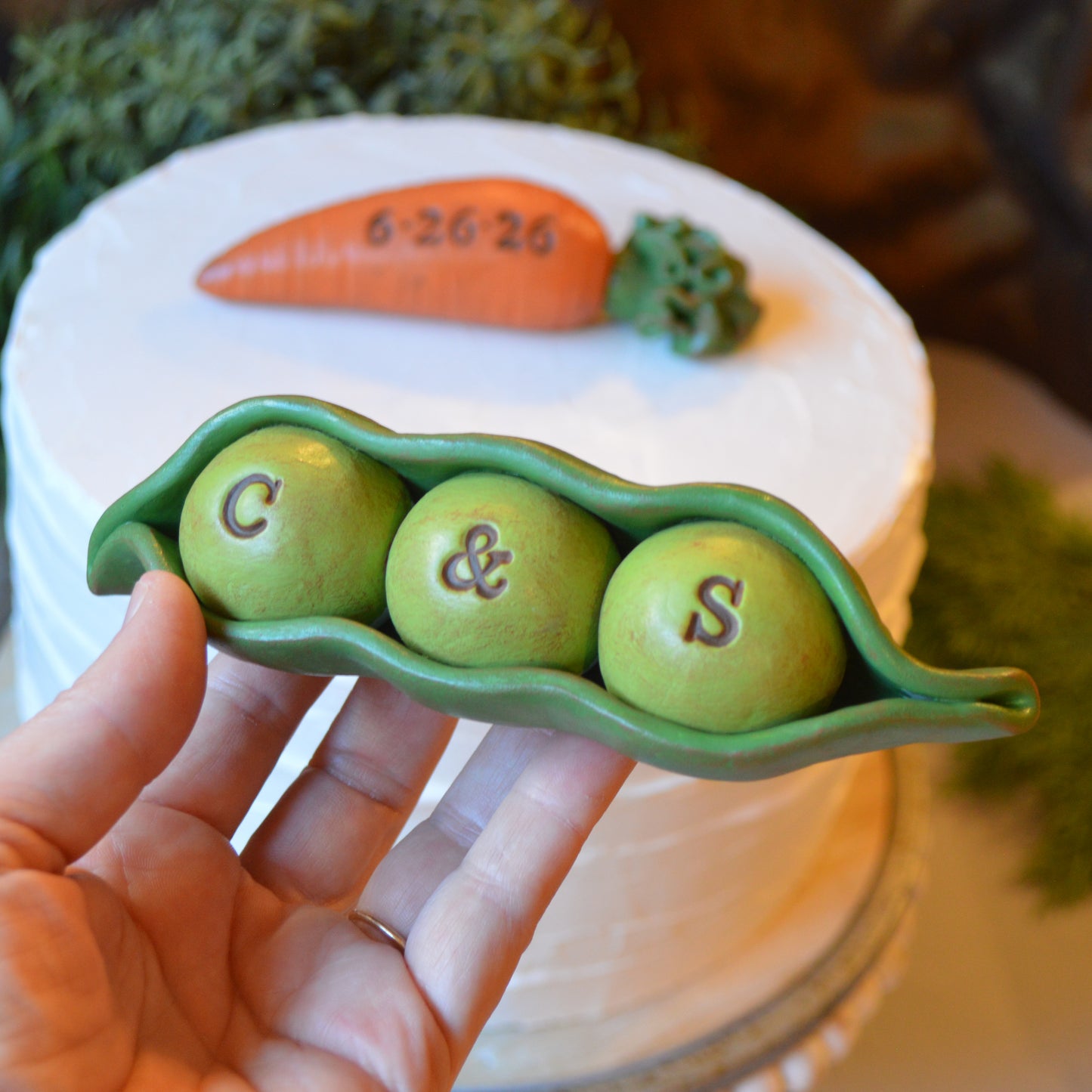 Custom Peas and Carrots Wedding Cake Topper