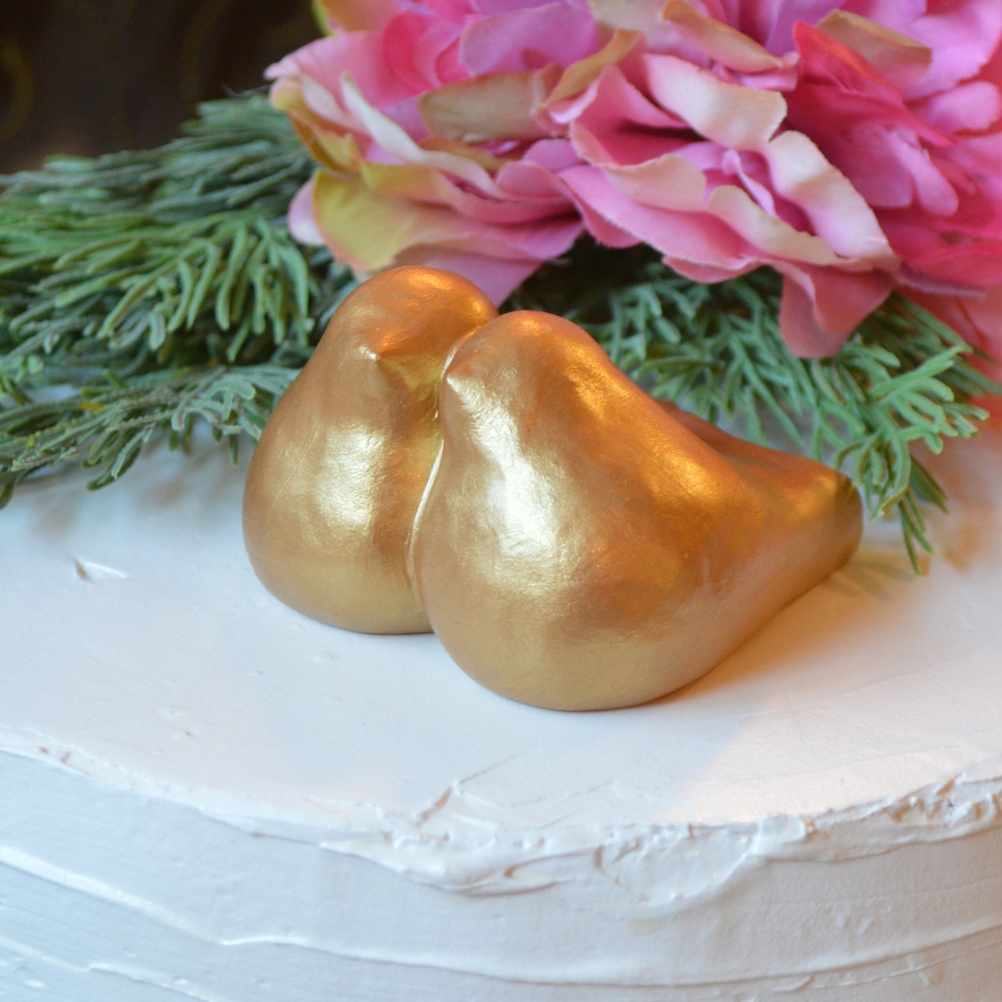 Gold Lovebirds Wedding Cake Topper