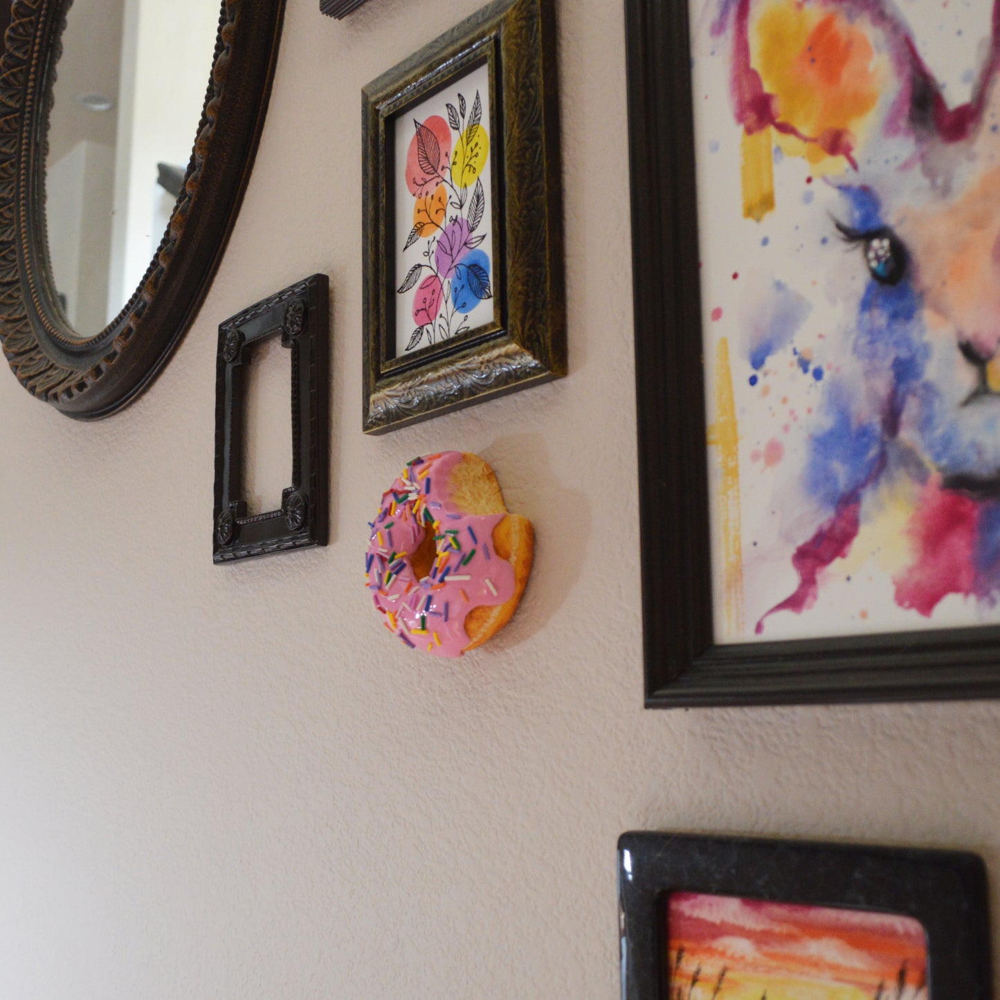 Realistic Pink Glazed Donut Wall Art – Handmade Faux Food Sculpture