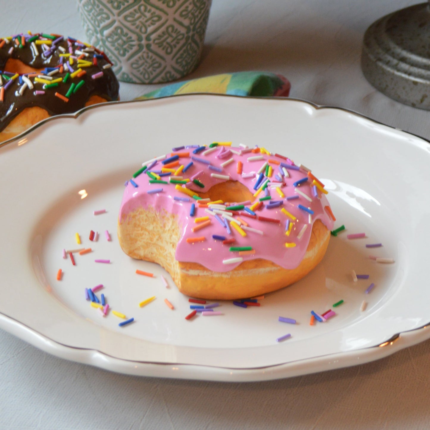 Realistic Pink Glazed Donut Wall Art – Handmade Faux Food Sculpture