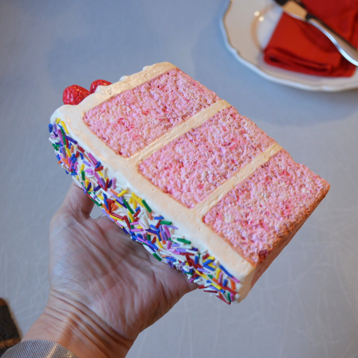 Pink Birthday Cake Faux Food Wall Art