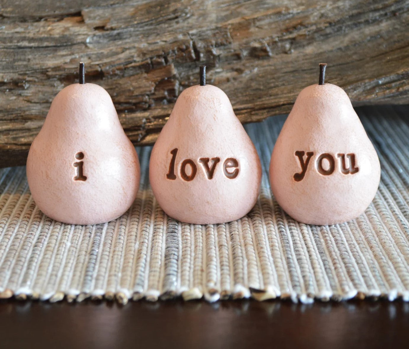 Vintage pink i love you pears / FREE SHIPPING