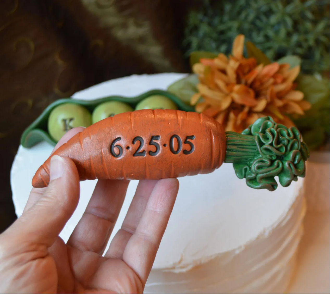 Custom Peas and Carrots Wedding Cake Topper