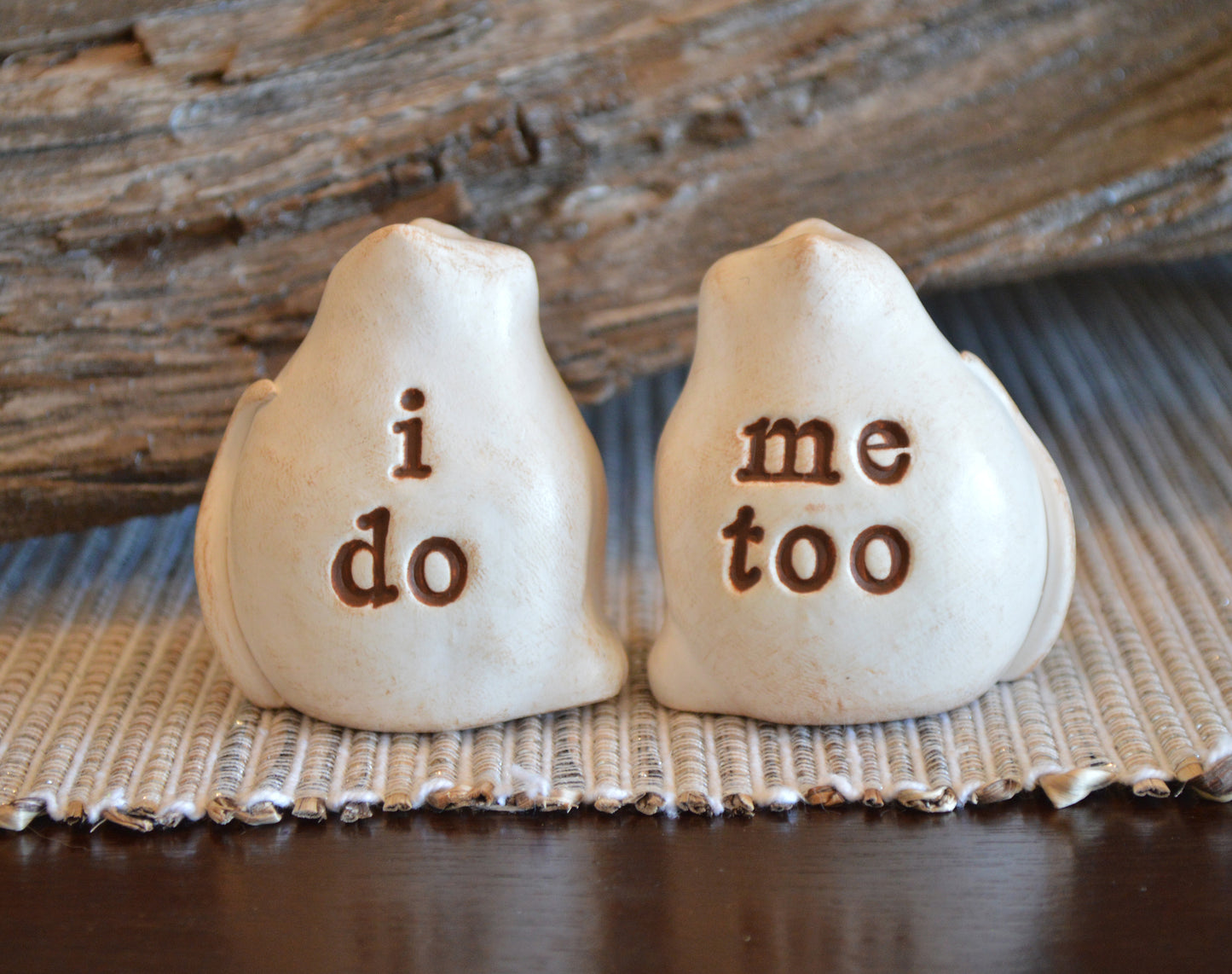 Cat wedding cake topper...vintage white i do, me too kitties / fat cats handmade toppers