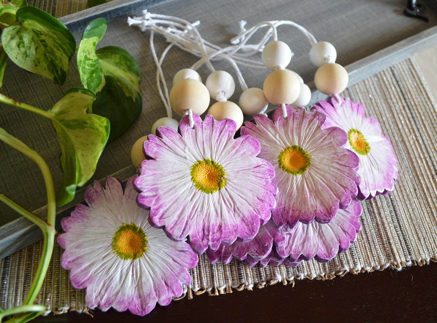 Essential oil diffuser daisy flower car charm ornament / Make your ride smell awesome