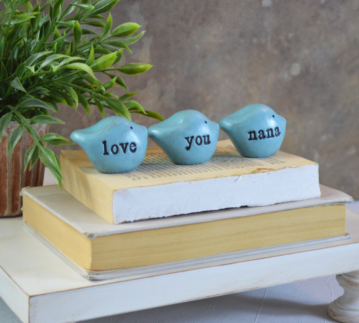 Gift for nana / 3 blue love you nana birds / FREE SHIPPING